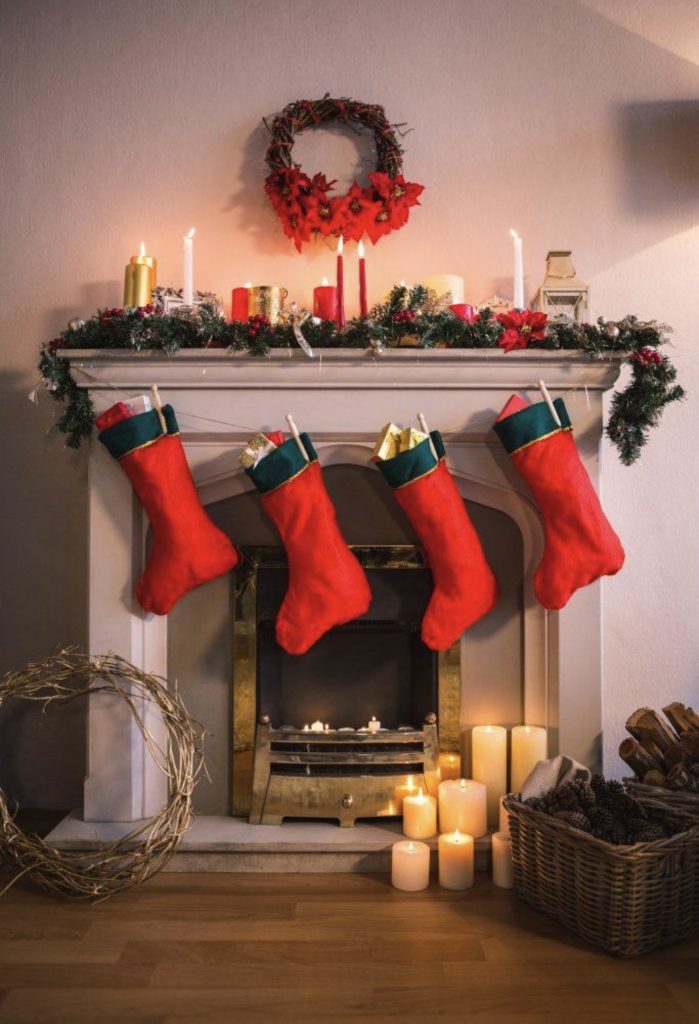 White Candles and Red Candleholders
