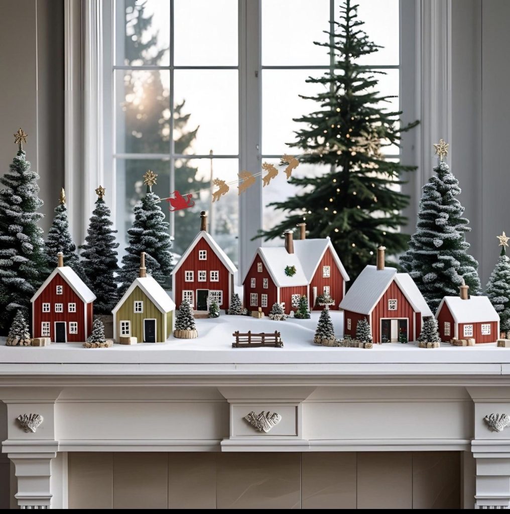Christmas Village on the Mantel