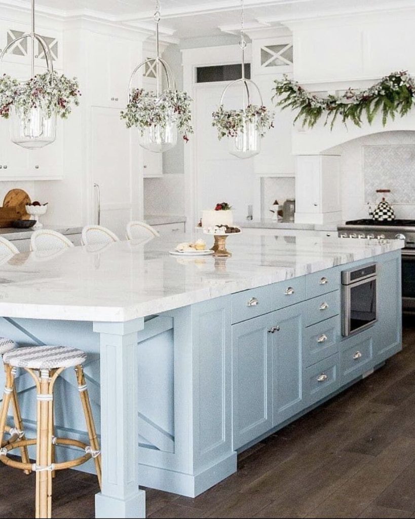 Snowy White and Icy Blue Countertop