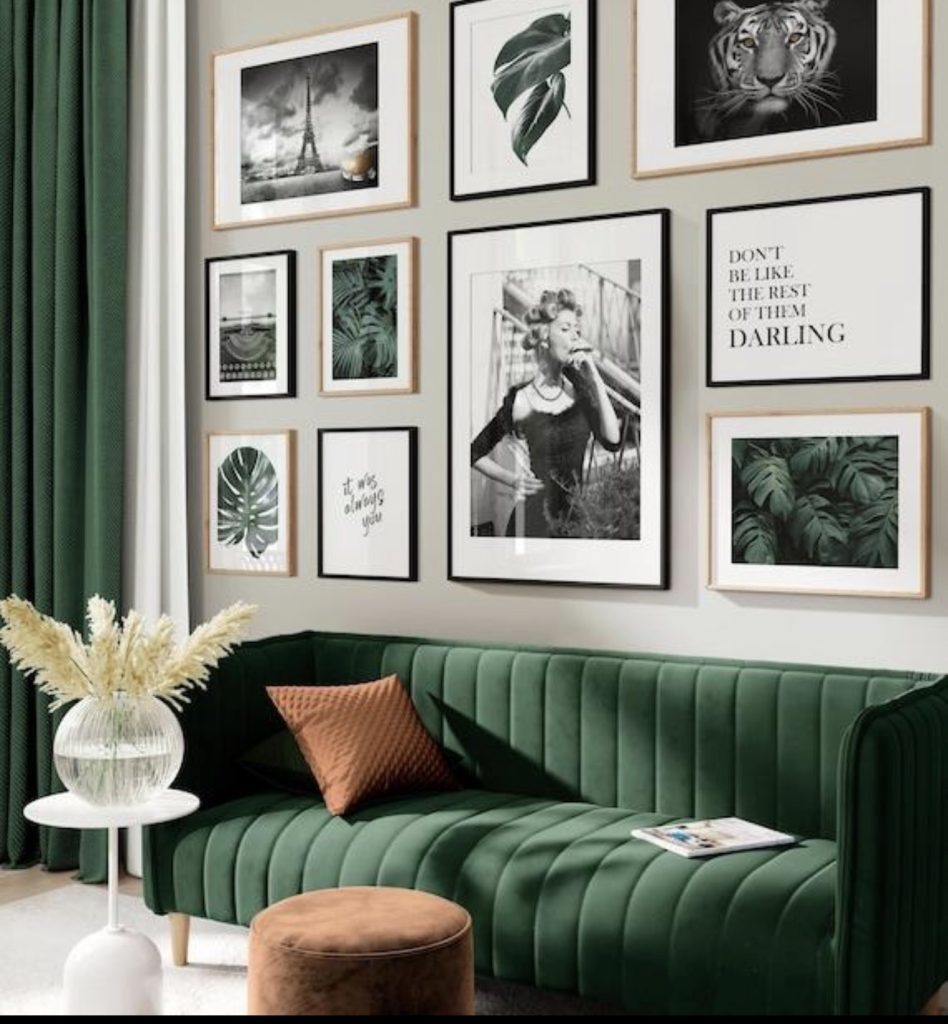 Black and Emerald Green Through a Gallery Wall