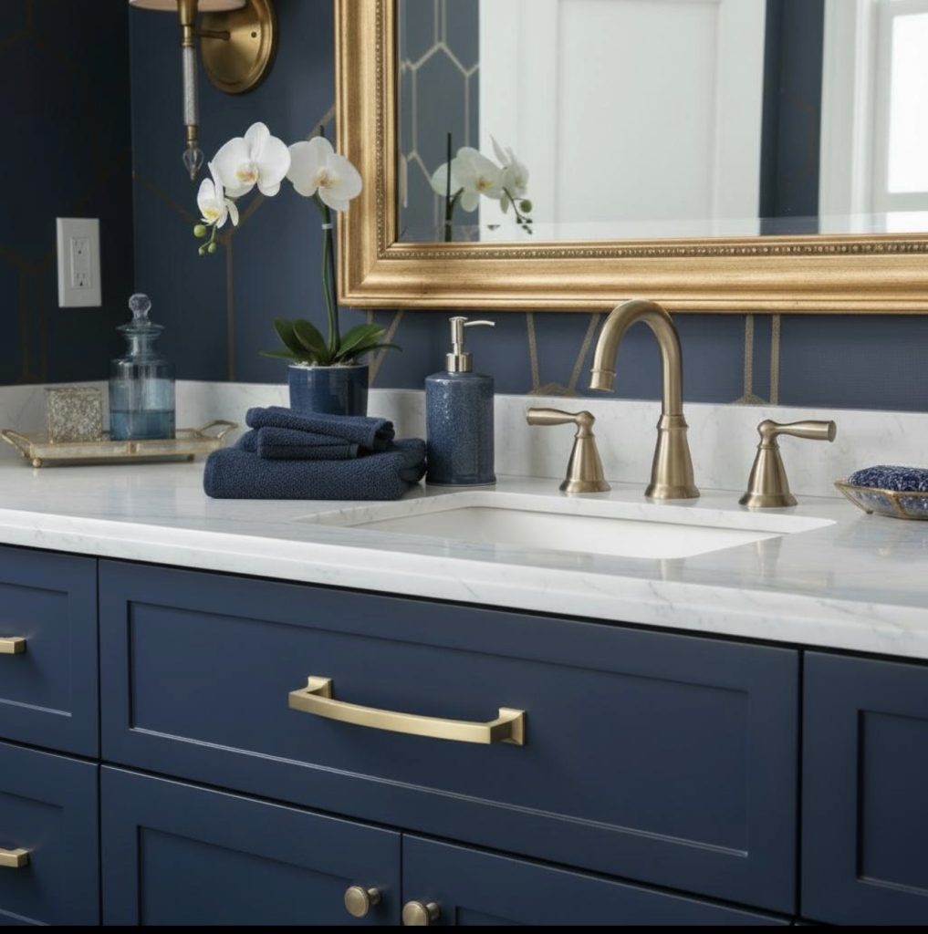 Royal Blue and White With Gold Hardware