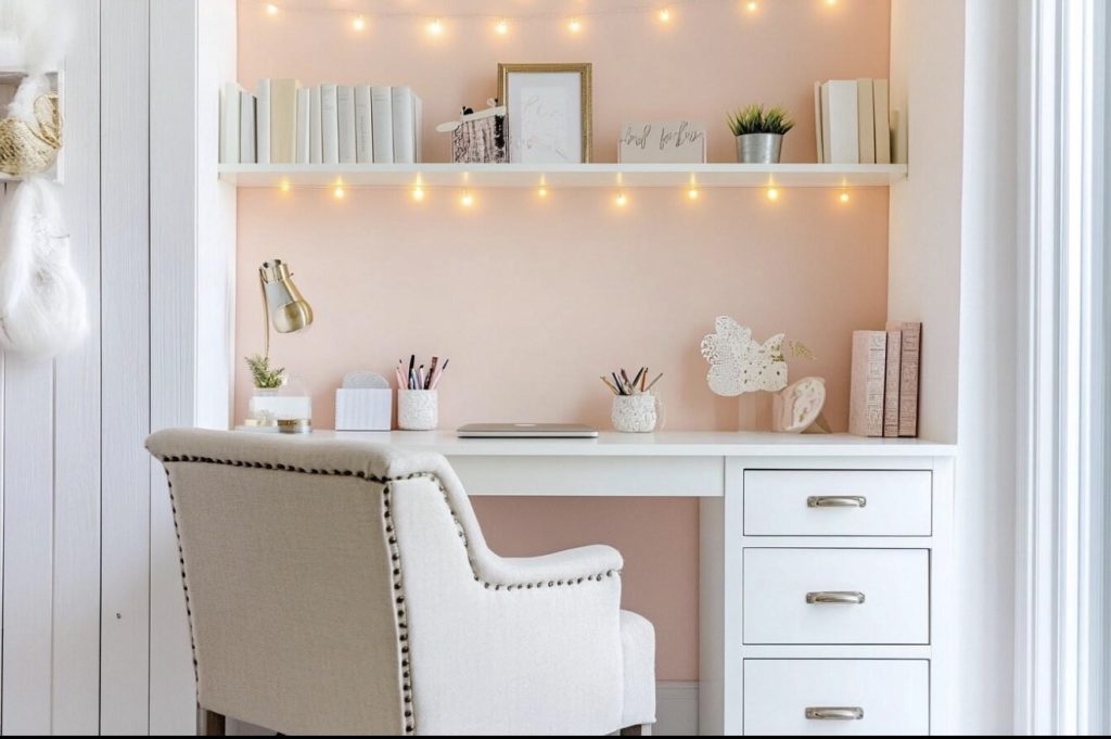 Pink and White Study Corner