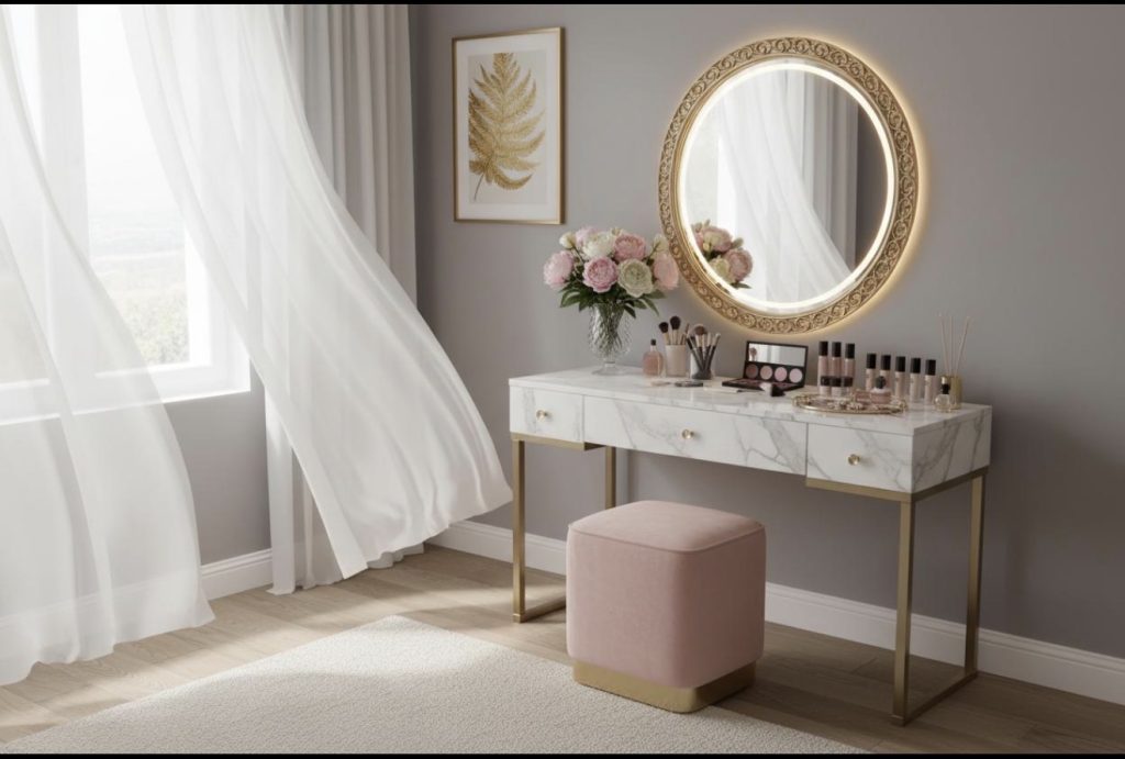White bedroom Vanity