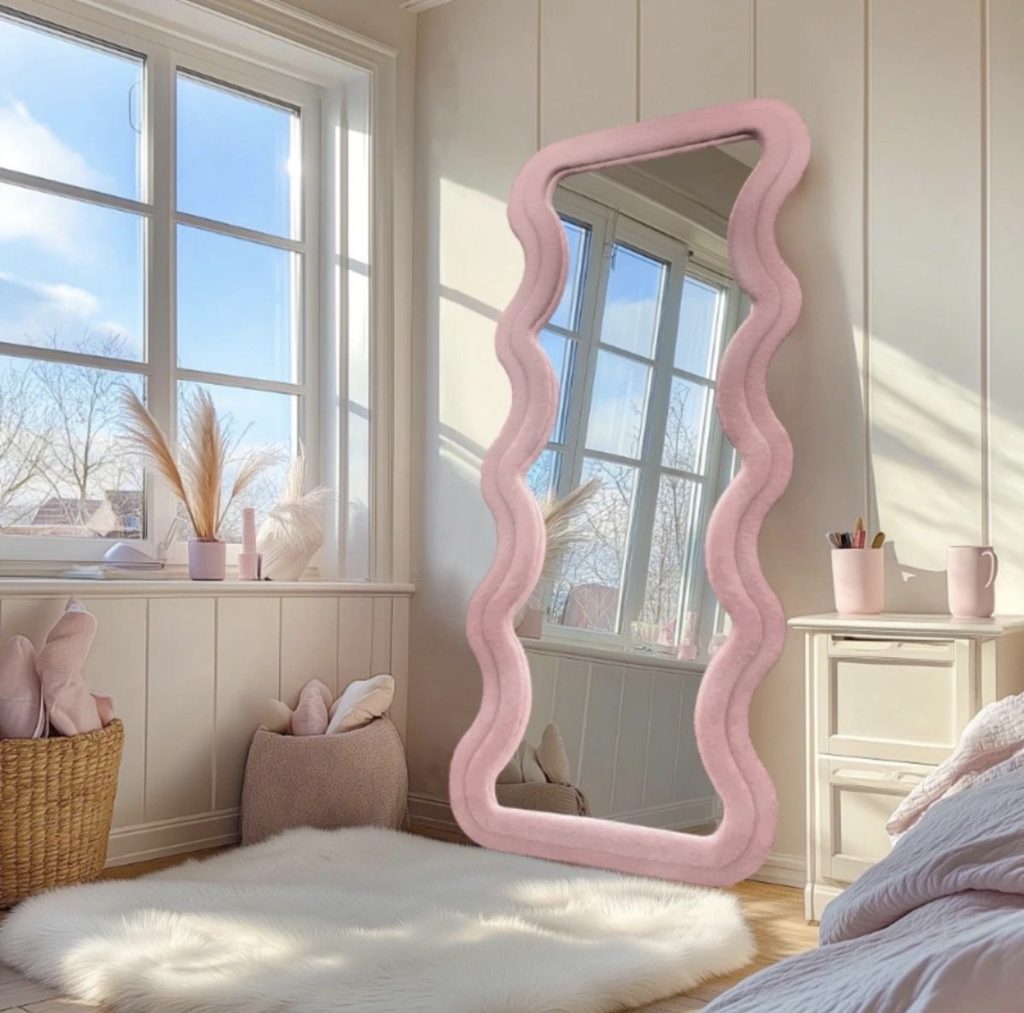 Full-Length Mirror With a Fun Pink Frame