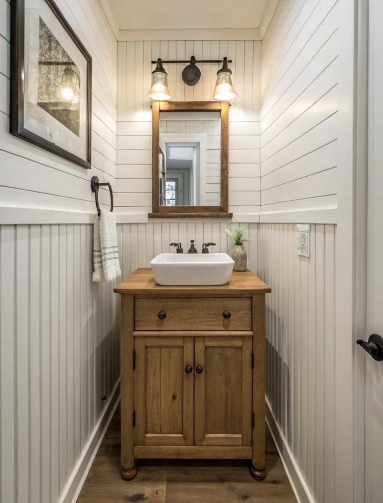Natural Wood Shiplap Wainscoting
