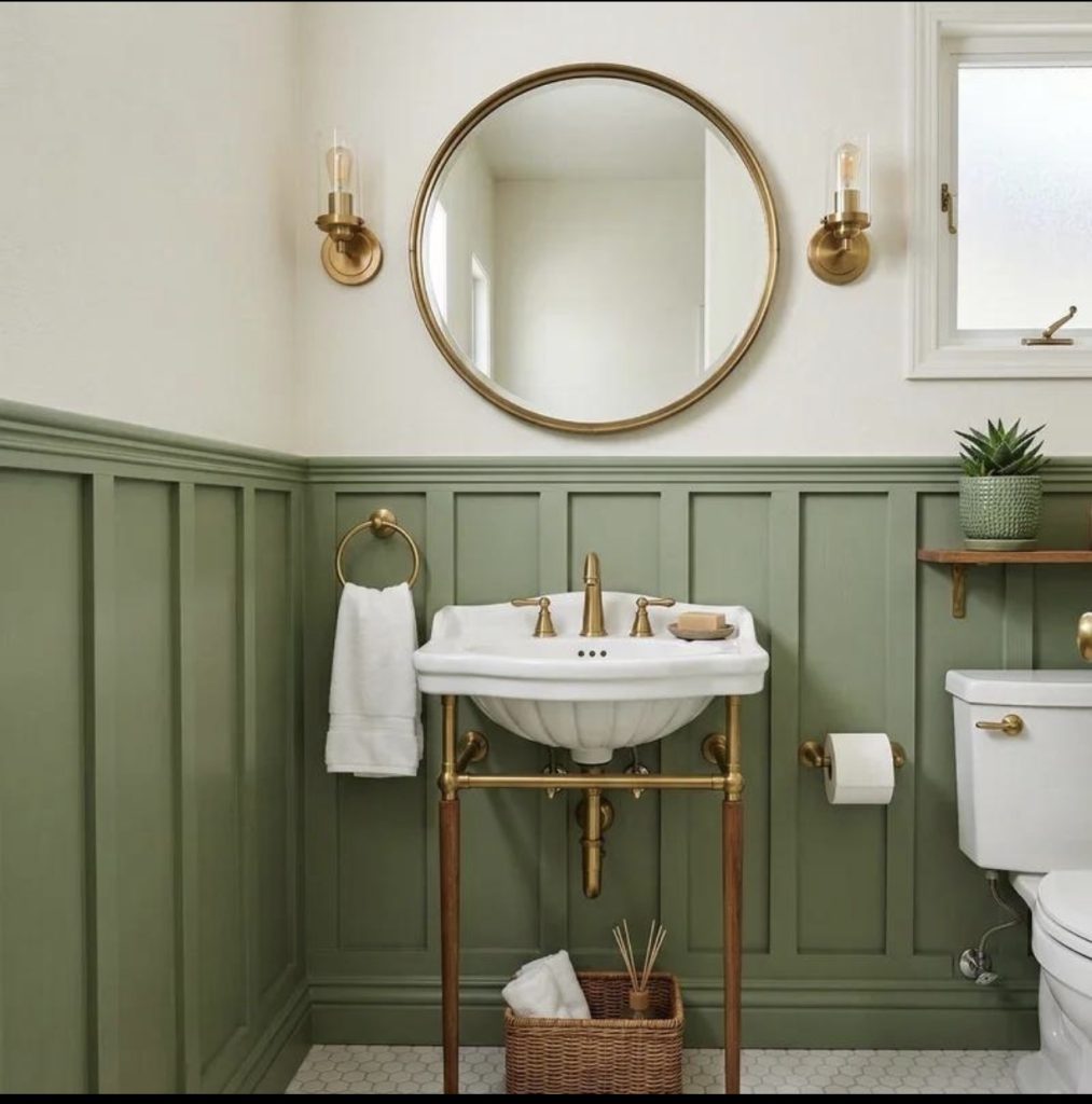 Sage Green Board-and-Batten Wainscoting