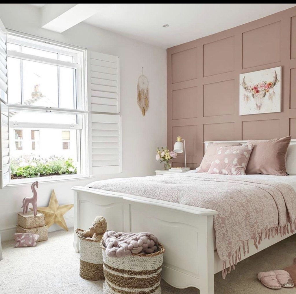 Soft Pink Board and Batten Wainscoting