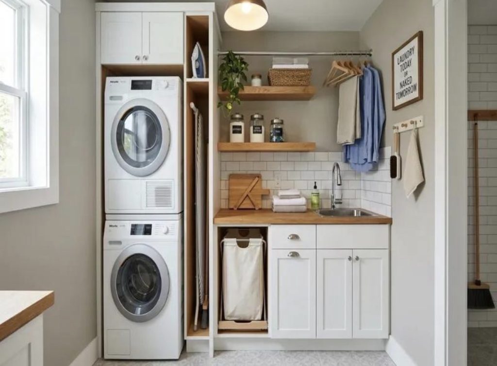 Slim Folding Counter Beside Your Stacked Laundry Units