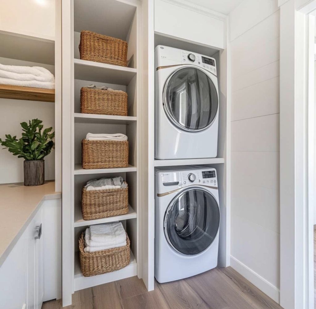 Tall Pull-Out Hamper and Vertical Storage