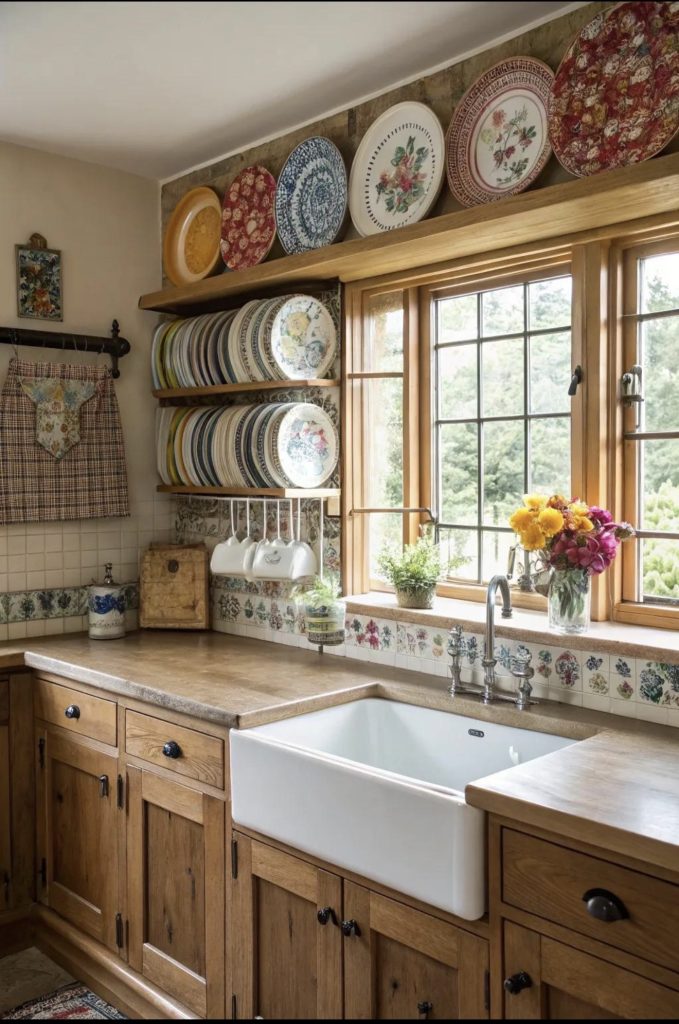 Vintage China Plates on the Wall