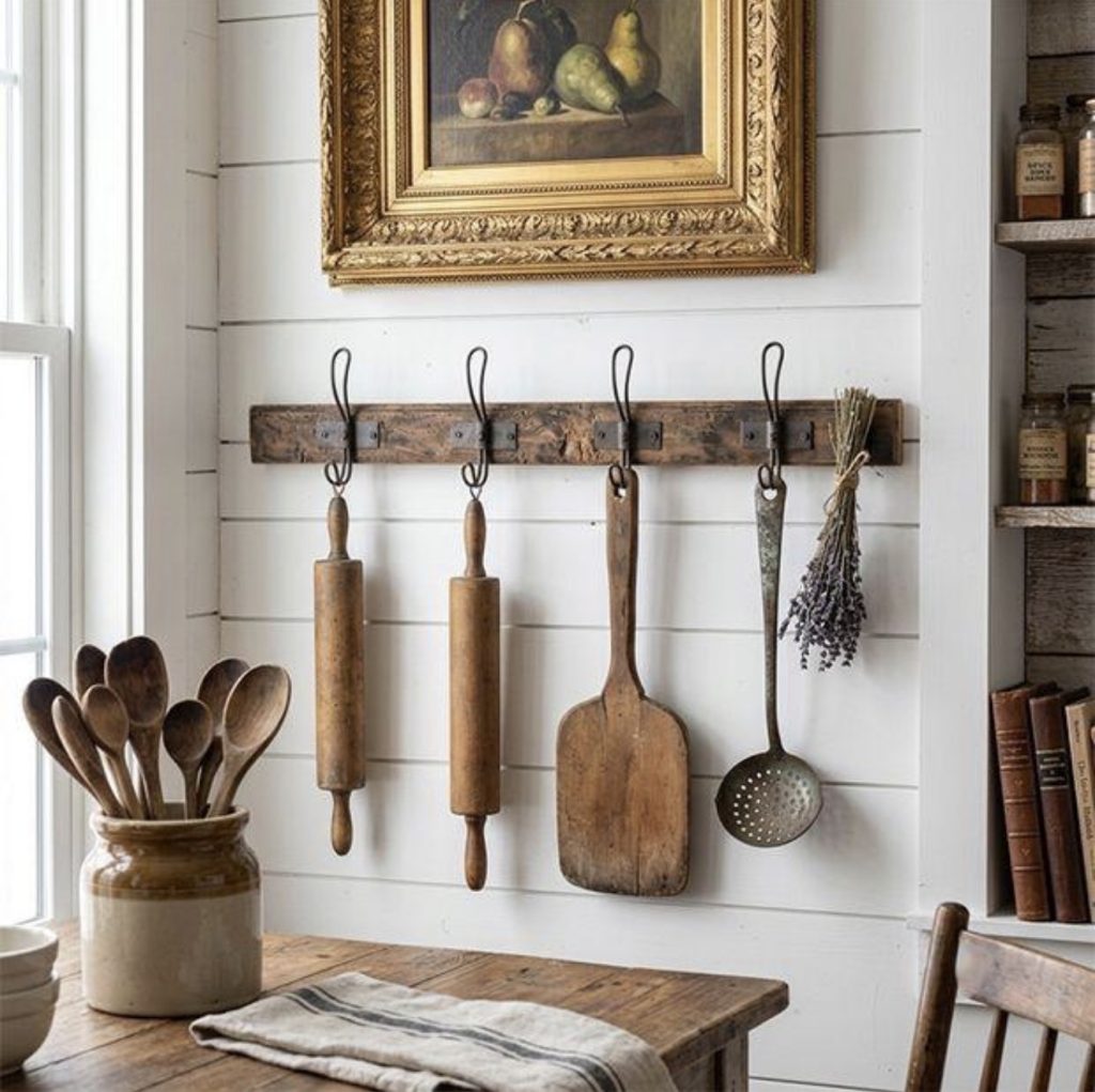 Antique Kitchen Utensils and Wooden Cutting Boards