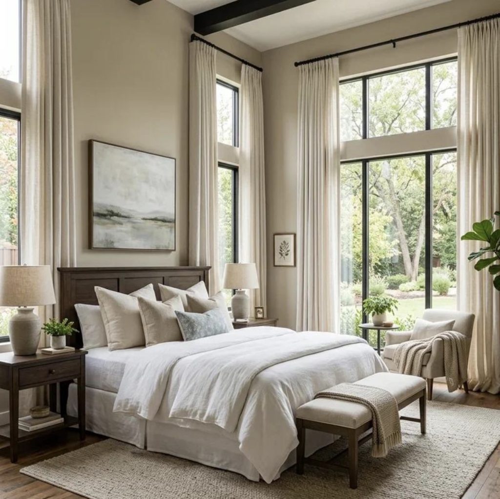 Floor-Length Curtains for a Cozy Bedroom Retreat