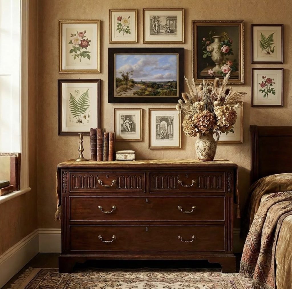 Antique Wooden Dresser With Eclectic Treasures