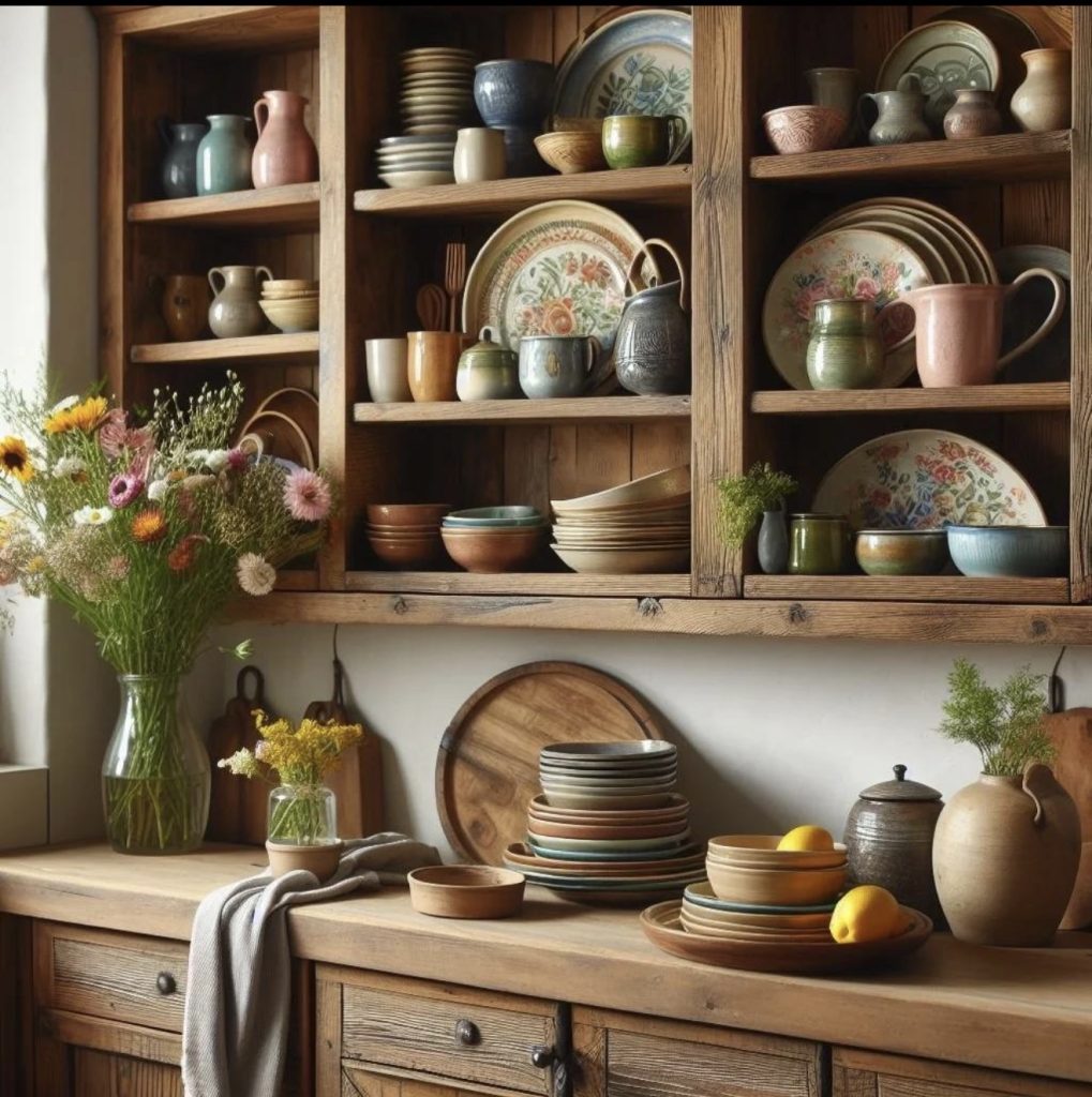 Rustic Wooden Open Shelves 
