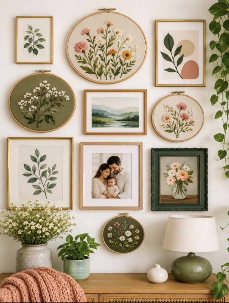 Display Embroidery Hoops and Handmade Textile Art