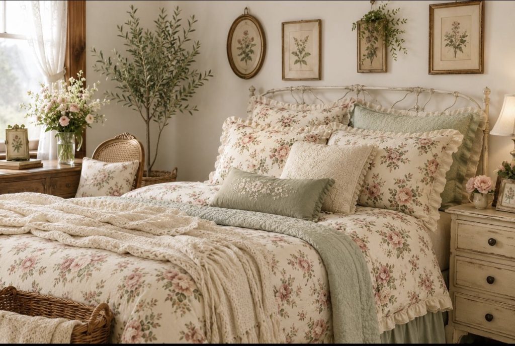 Cottagecore Bedroom With Floral Bedding