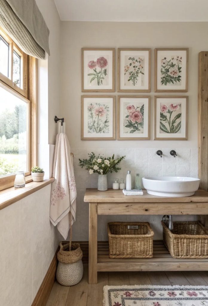 Vintage Floral Bathroom Wall
